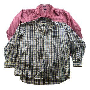 Chaps Men's Dress Shirt Size 2XL 18.5 Neck Lot of Two Long Sleeve Classic Fit
